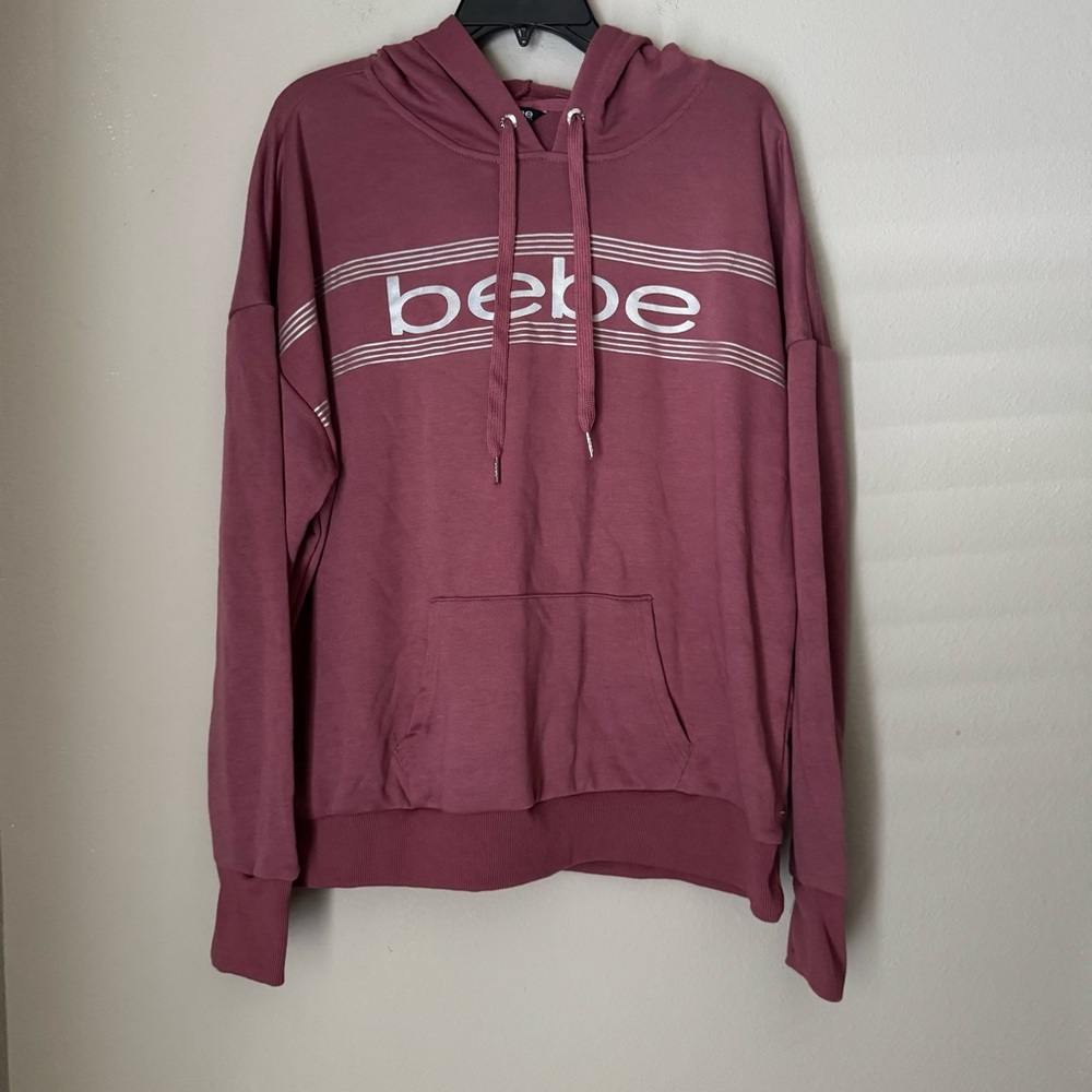 Bebe Sport Women’s Burgundy Dusty Rose Hoodie Sweater NWOT
